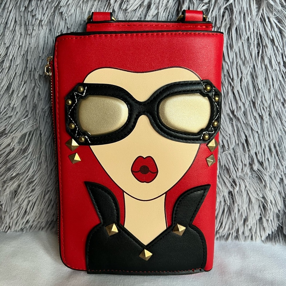 Vibrant Red Crossbody Bag with Unique Design